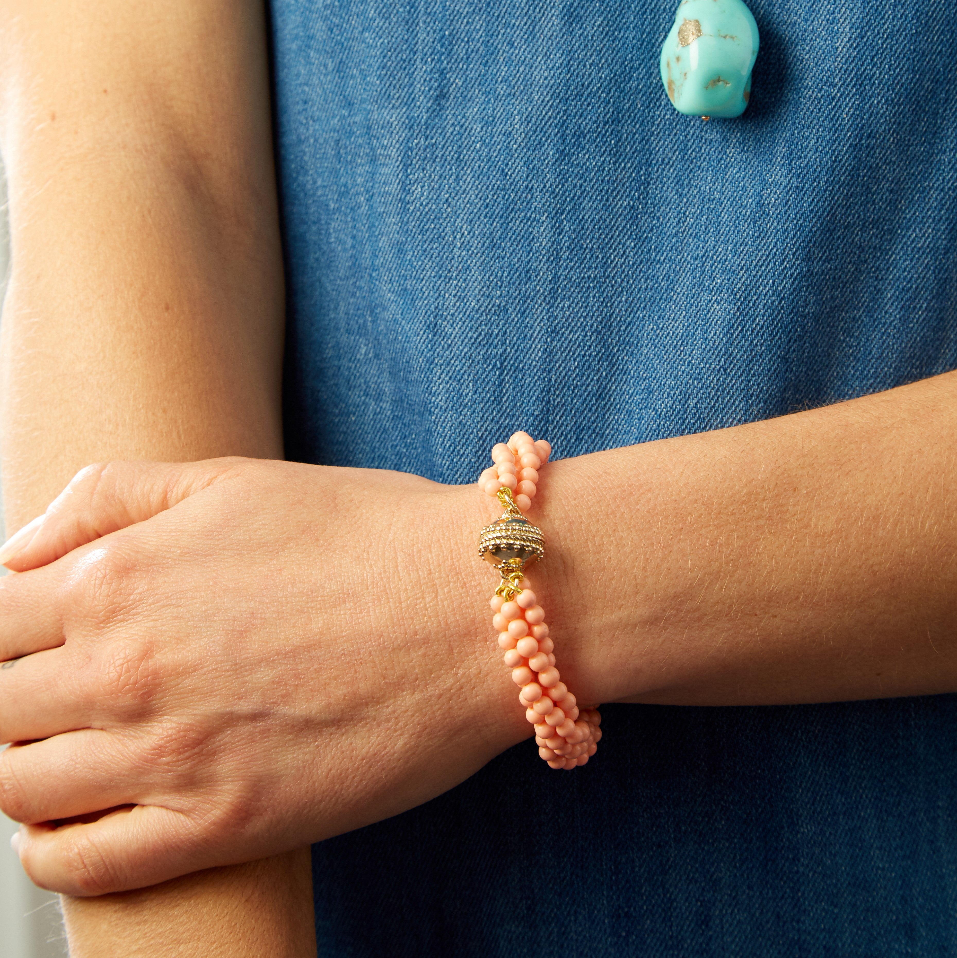 Victoire Reconstituted Peach Coral 4mm Multi-Strand Bracelet