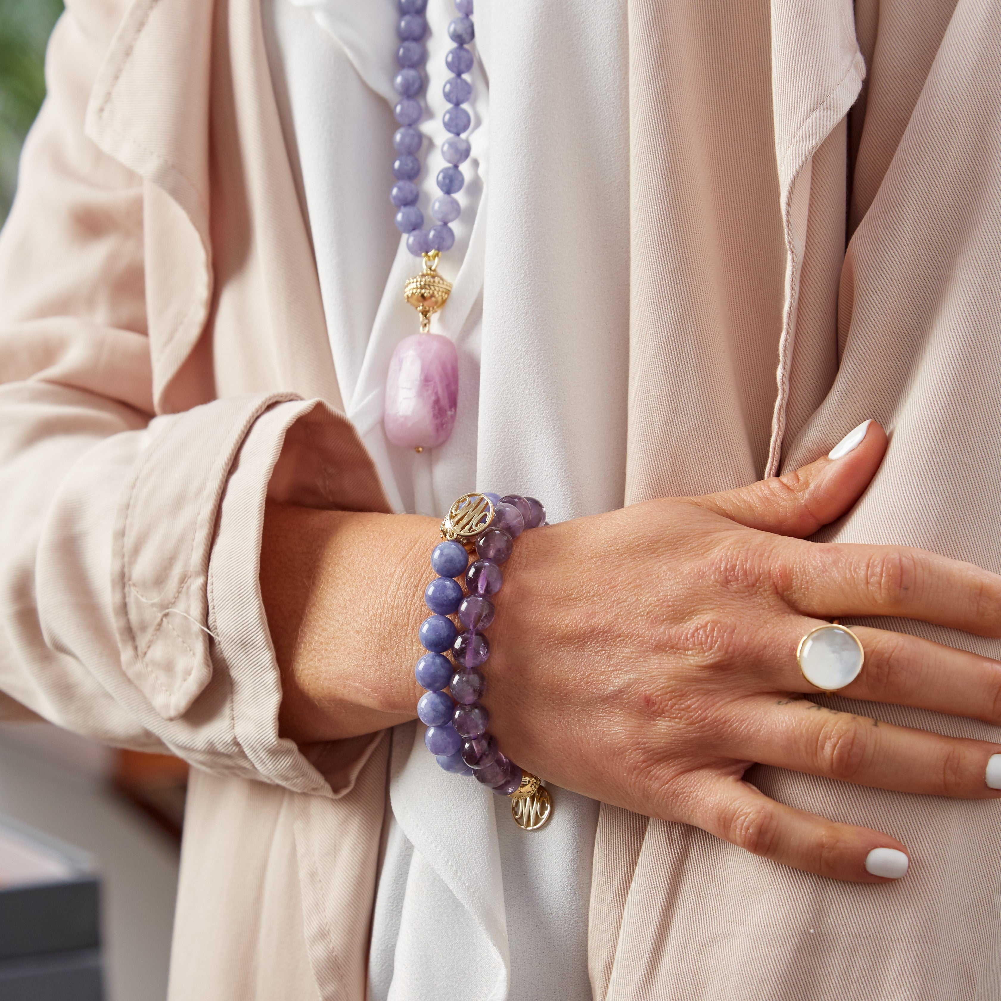 Victoire Amethyst 10mm Stretch Bracelet