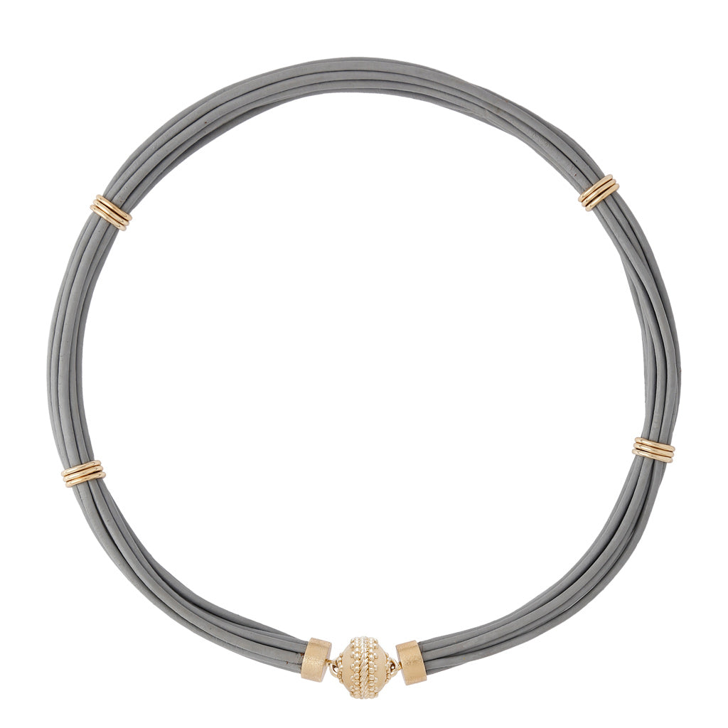 Aspen Leather Dove Gray Necklace
