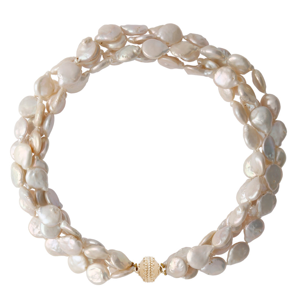 Coin Pearl Multi-Strand Necklace