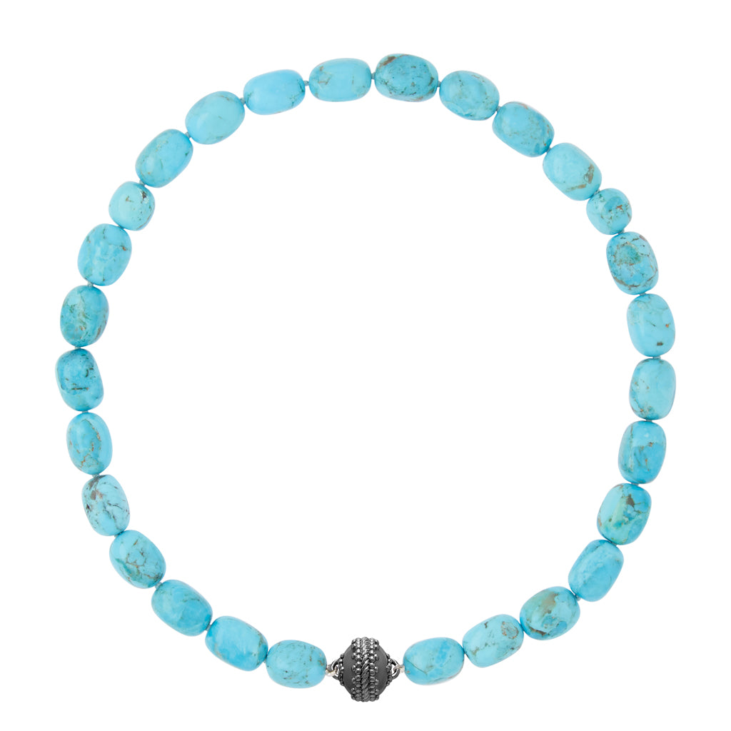 Kingman Turquoise Gunmetal Necklace
