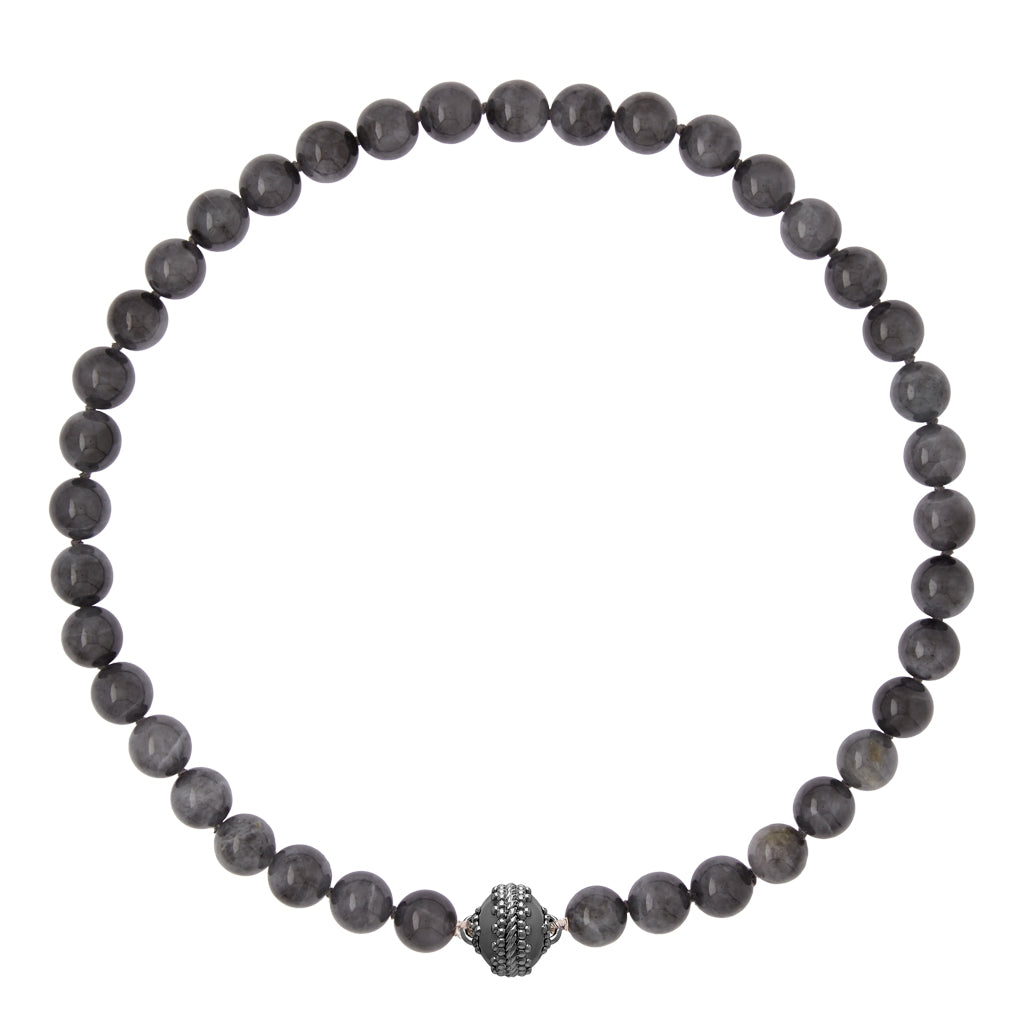 Victoire Black Jade 10mm Gunmetal Necklace