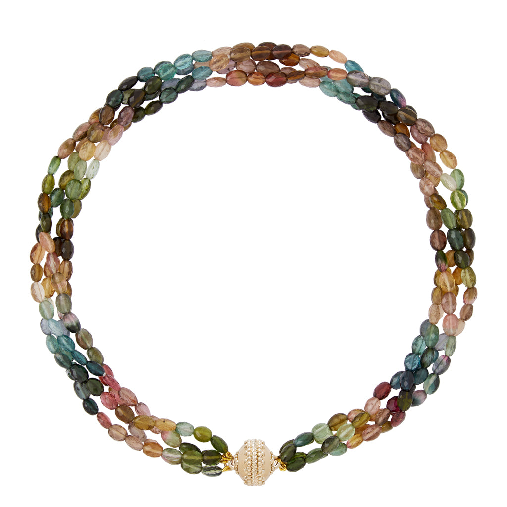 Nancy Multi Color Tourmaline 4 Strand Necklace