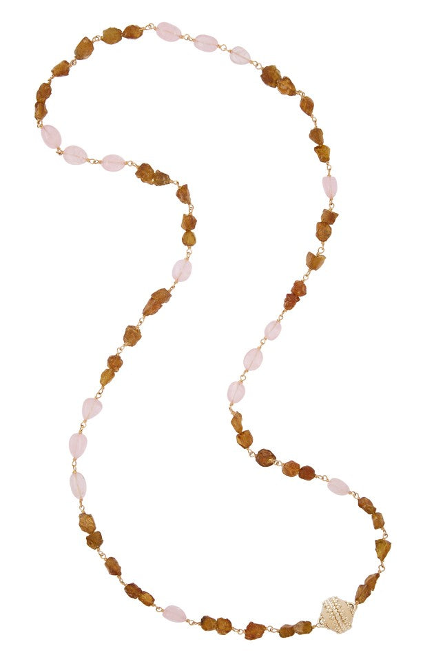 Caspian Morganite and Garnet Necklace