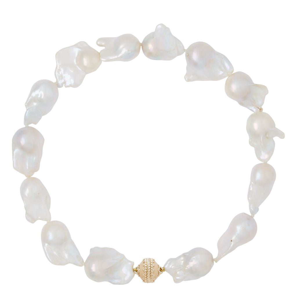 White Barqoue Pearl 16-18mm Necklace