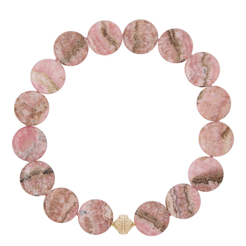 Pink Rhodochrosite Coin Necklace