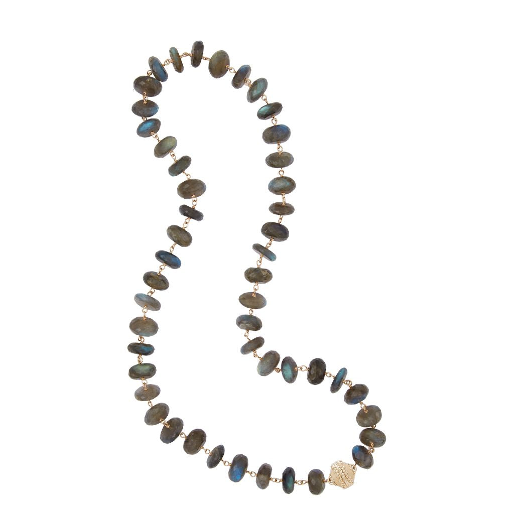 Caspian Labradorite 14mm Rondelle Necklace