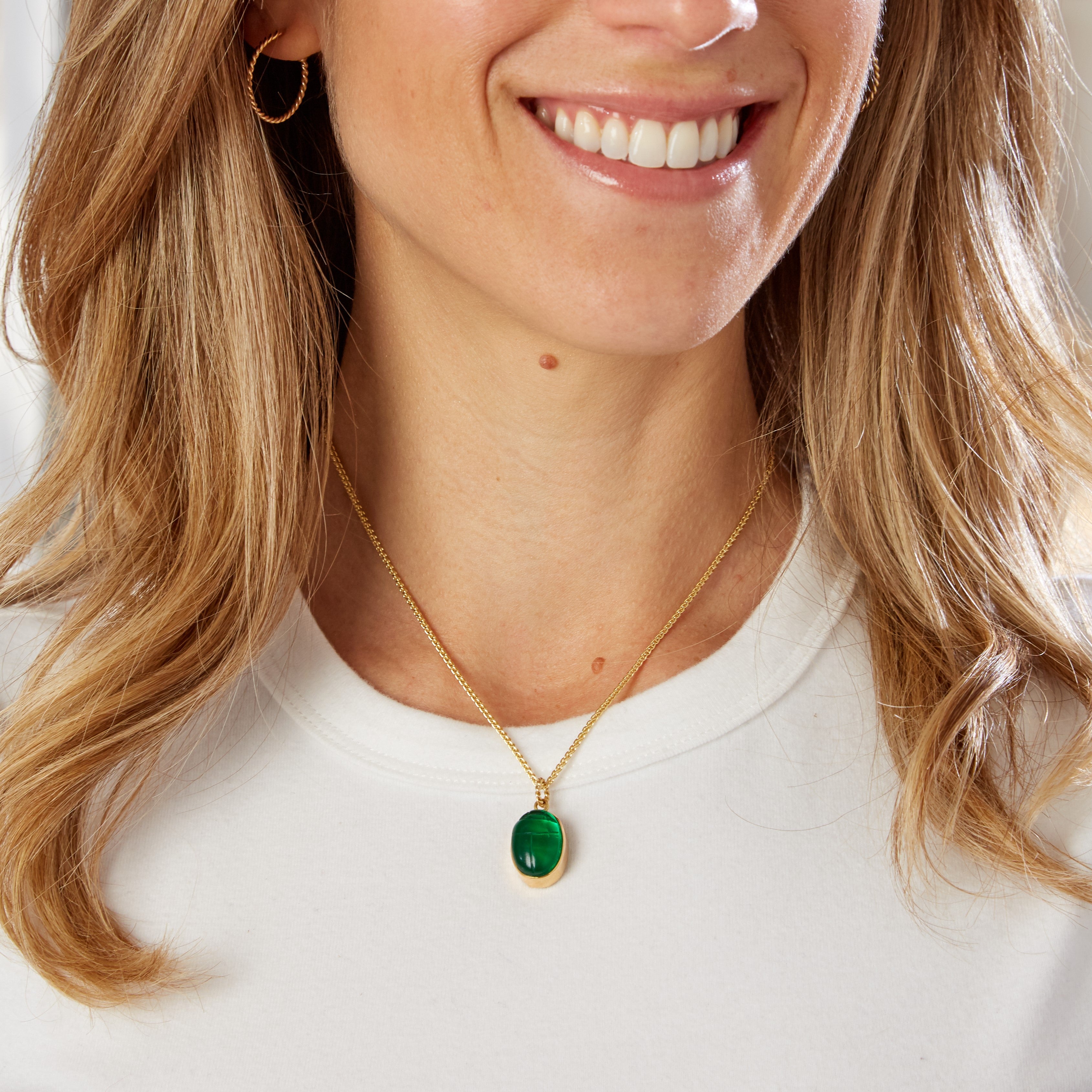 18K Classic Scarab Green Italian Glass Charm