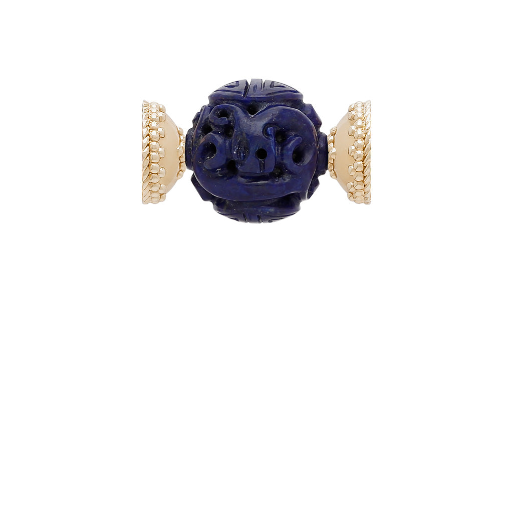 Asian Carved Round Lapis 20mm Centerpiece