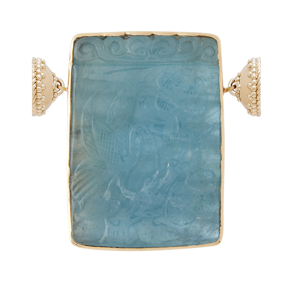 Aquamarine Carved Bird Centerpiece