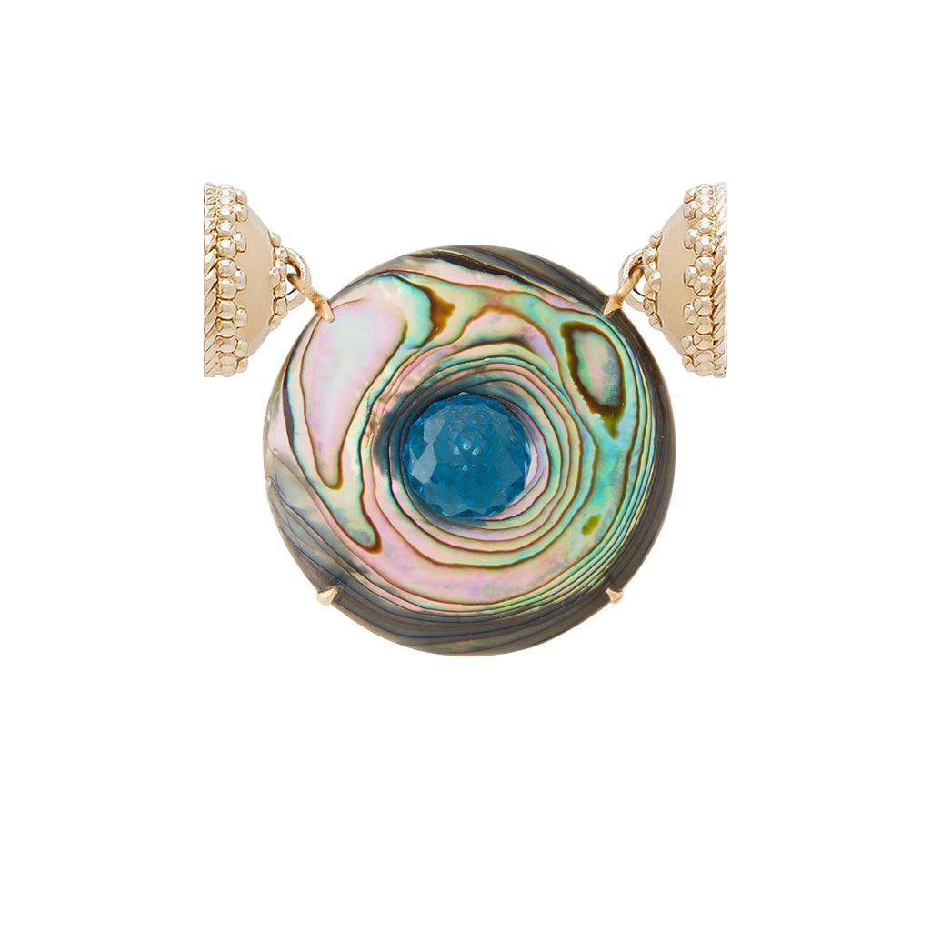 18K Agate and Blue Topaz Centerpiece