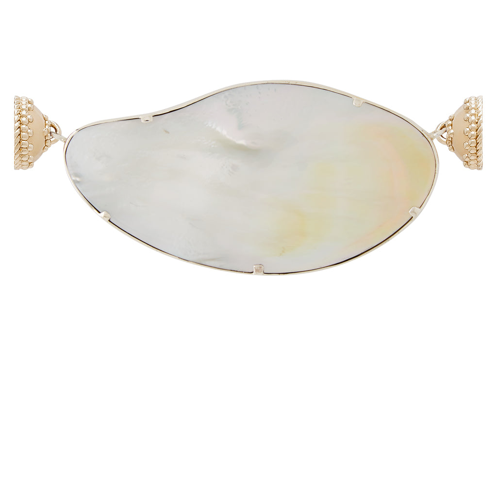 Australian Black Fire Opal, MOP & Sterling Silver Centerpiece