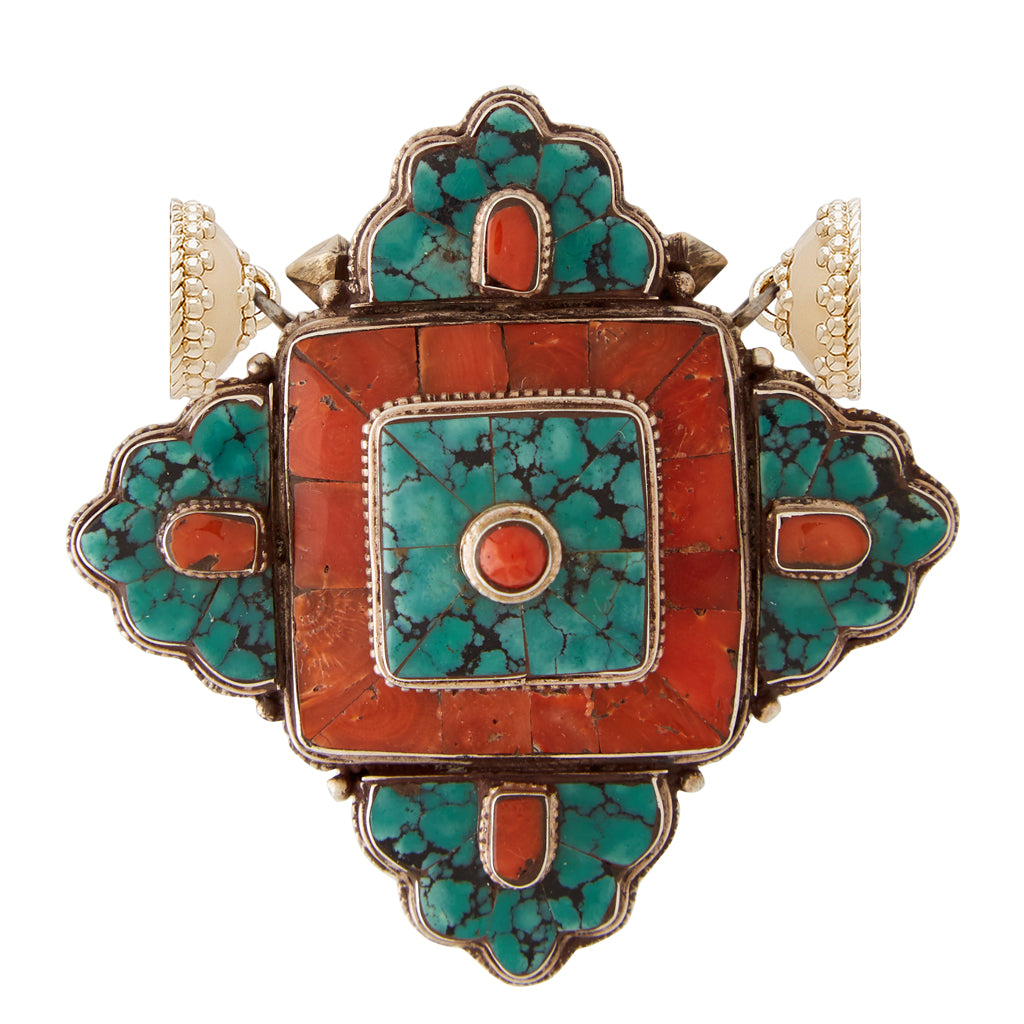 Tibetan Treasure Square Cross Centerpiece