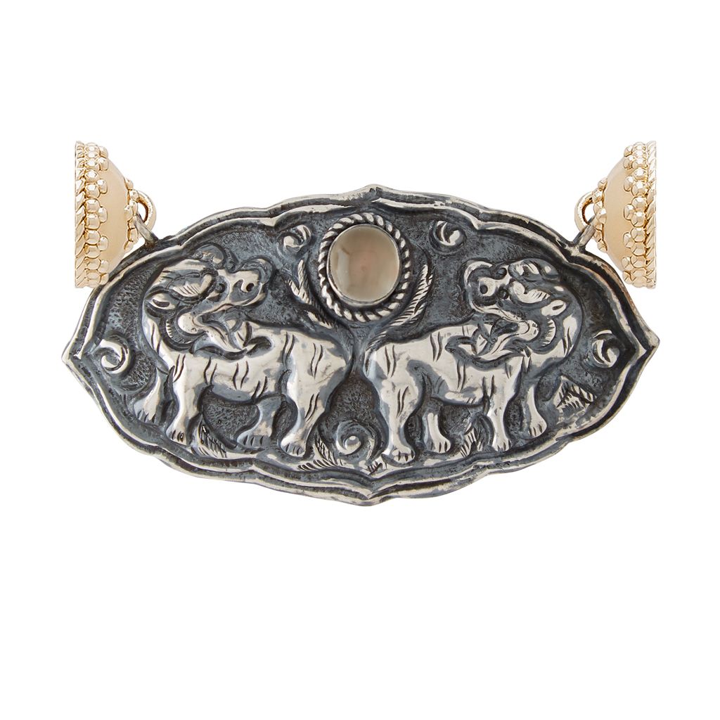 Tibetan Treasure Wild Boars and Moonstone Centerpiece