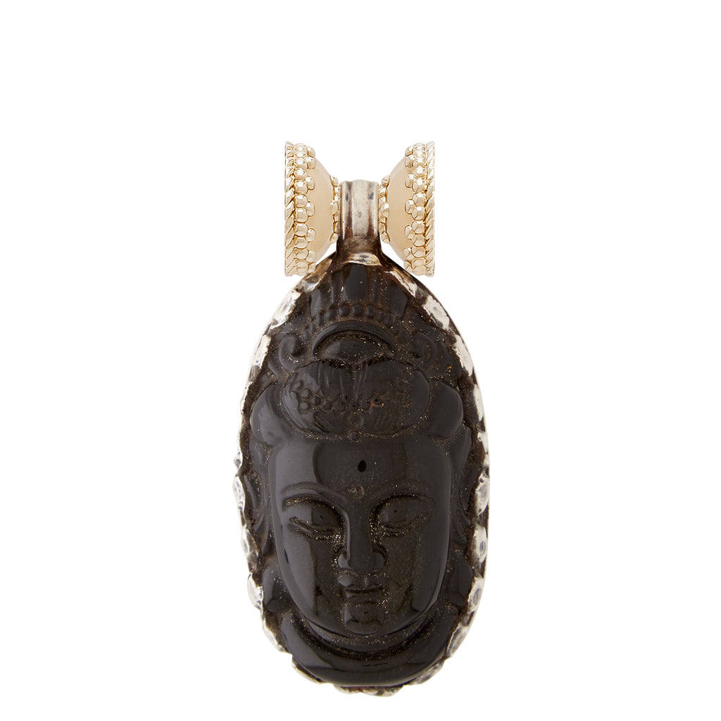 Tibetan Treasure Obsidian Buddha Centerpiece
