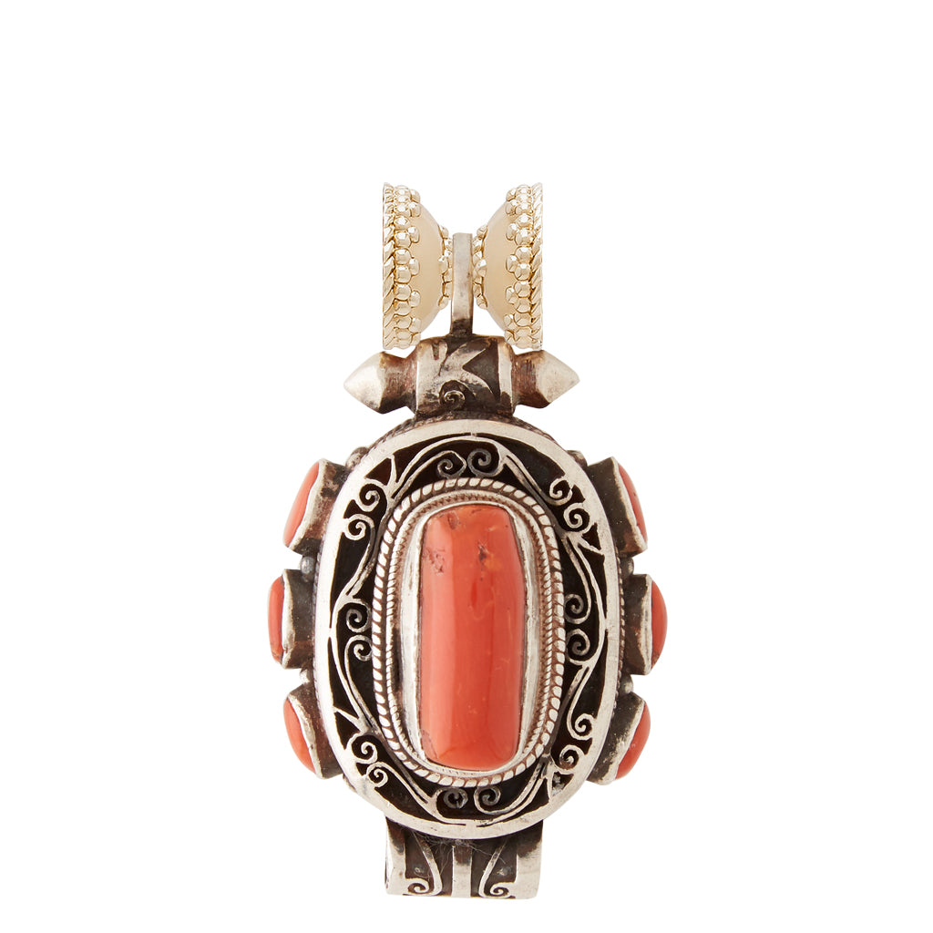 Tibetan Treasure Coral Pendant Centerpiece