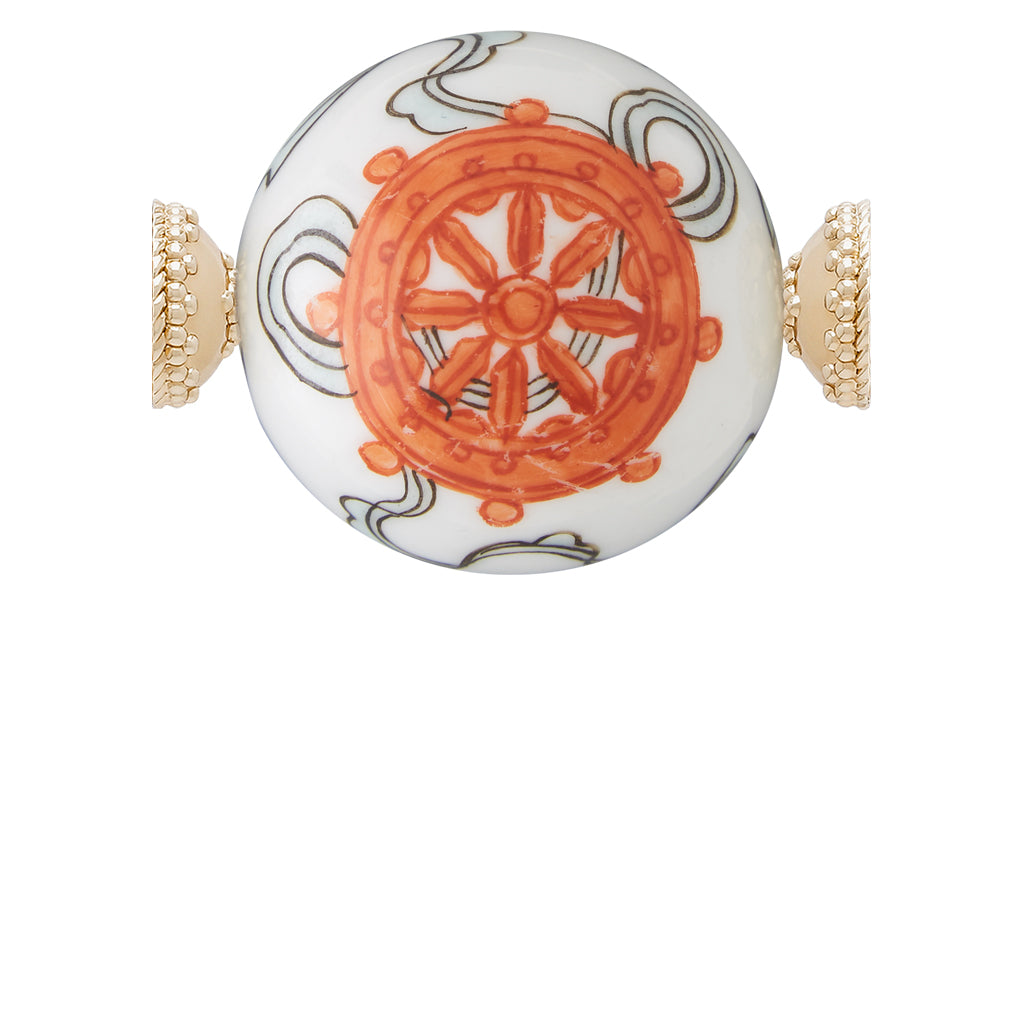 Chinese Orange Galver Painted Porcelain 34mm Centerpiece