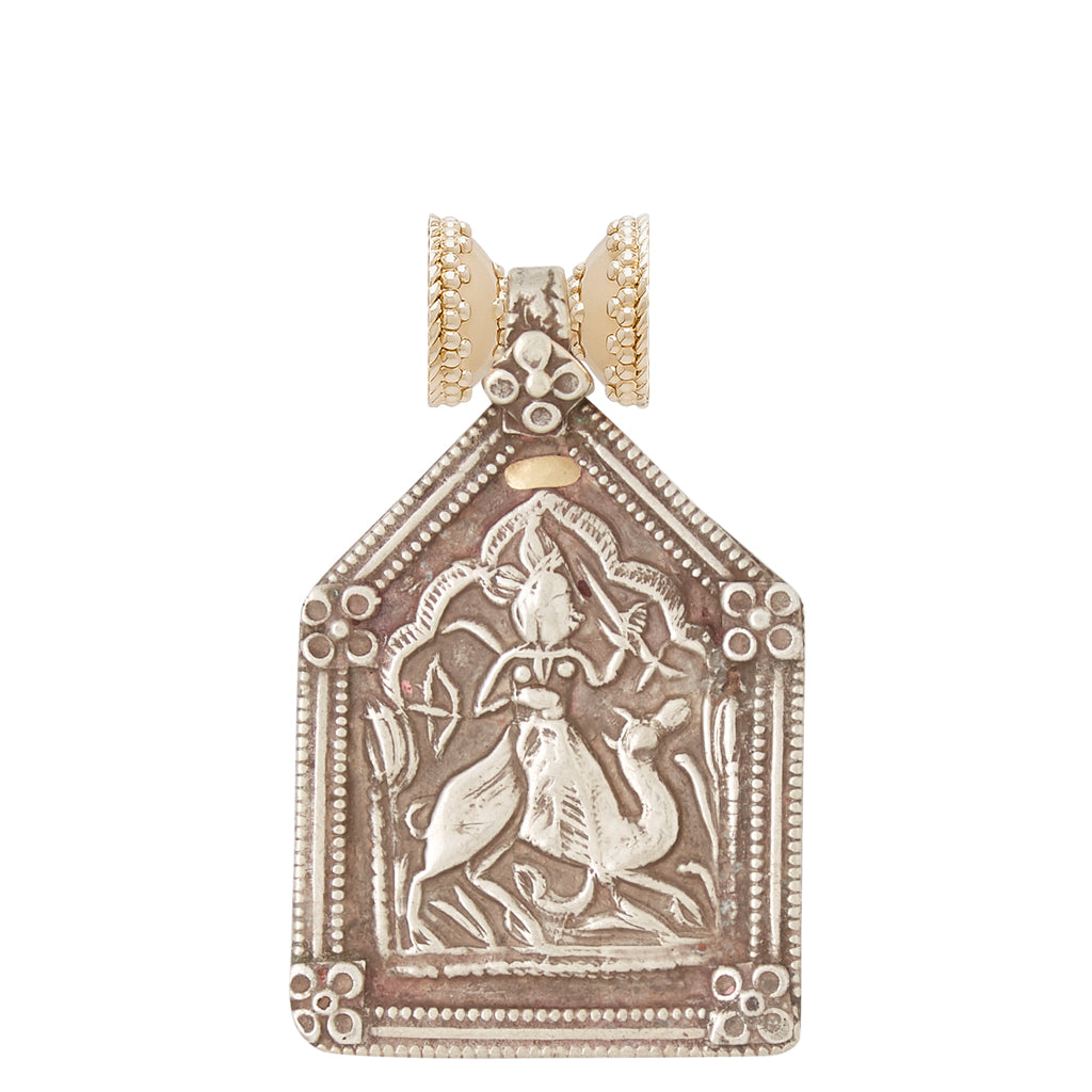 Colaba Silver Woman & Dragon Shield Centerpiece