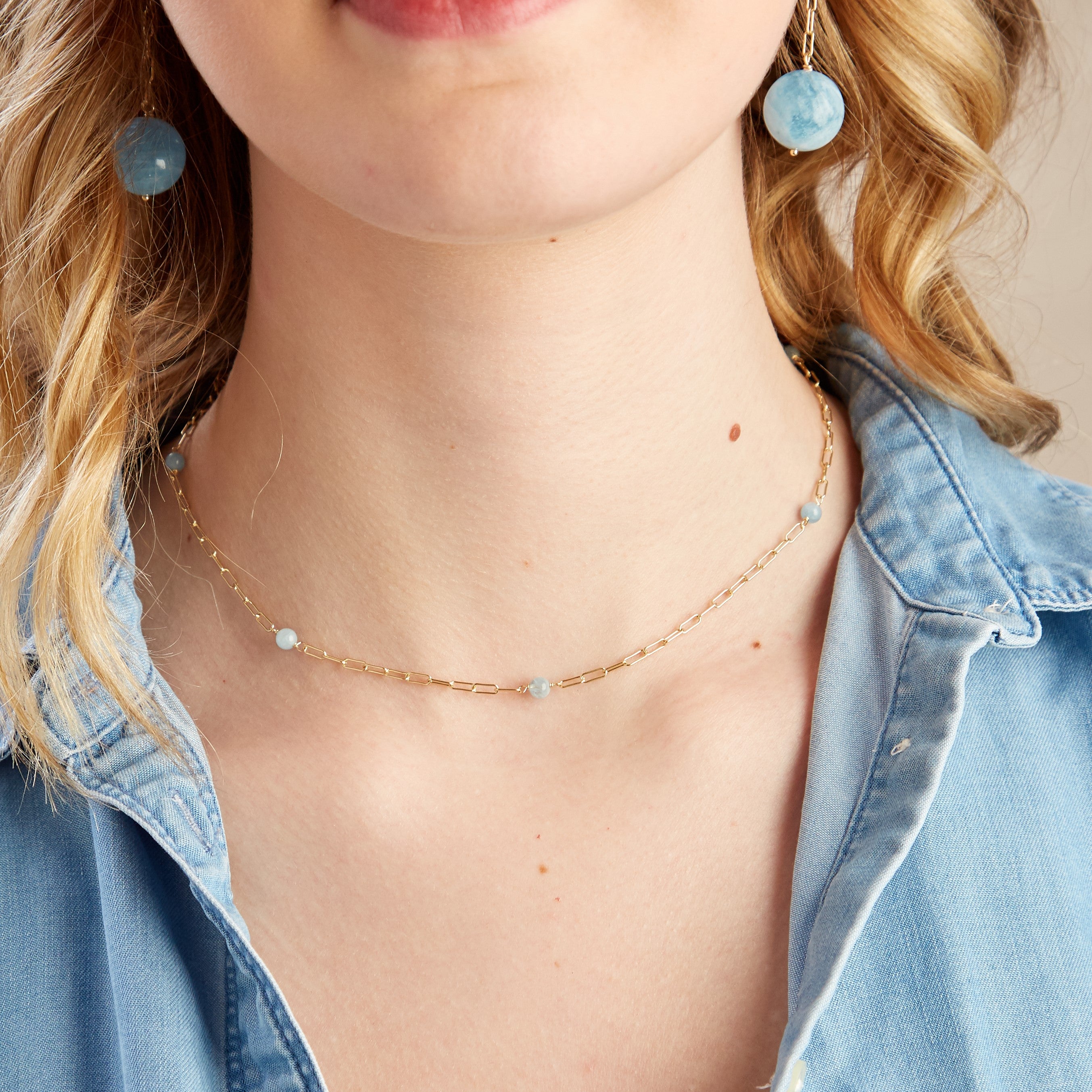 Milli Victoire Aquamarine 4mm Necklace