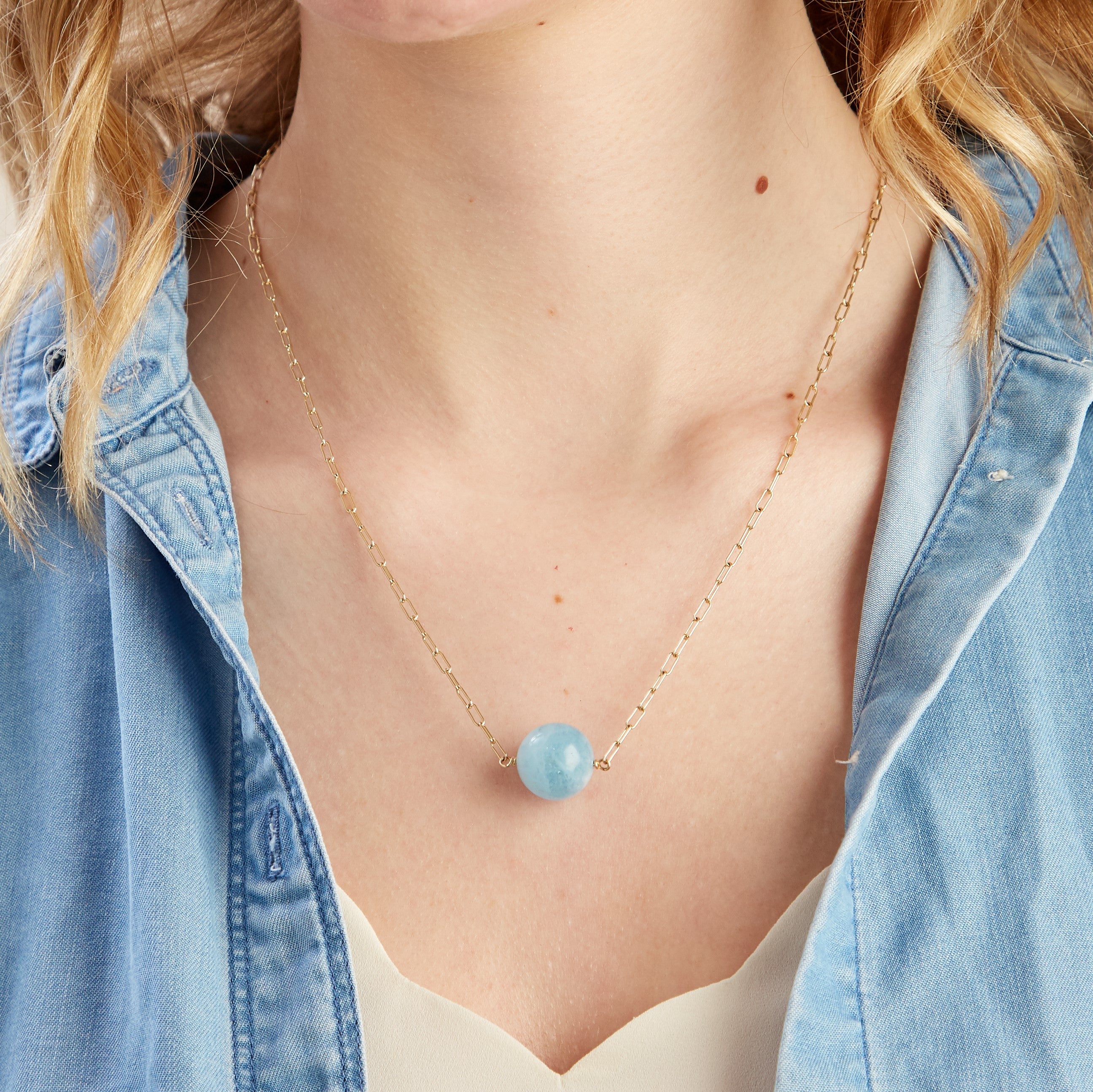 Solo Victoire 16mm Aquamarine Necklace