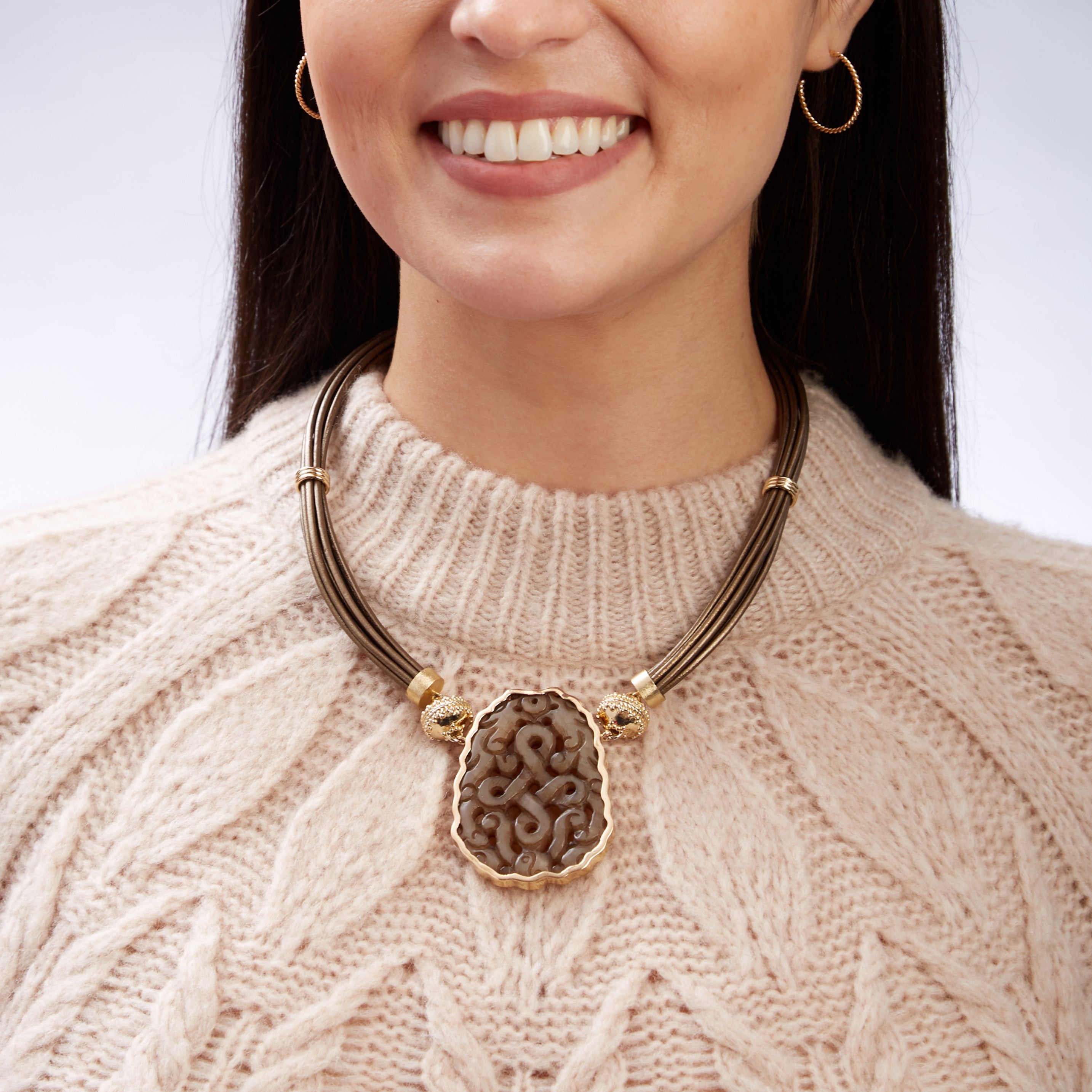 Aspen Leather Antique Bronze Necklace