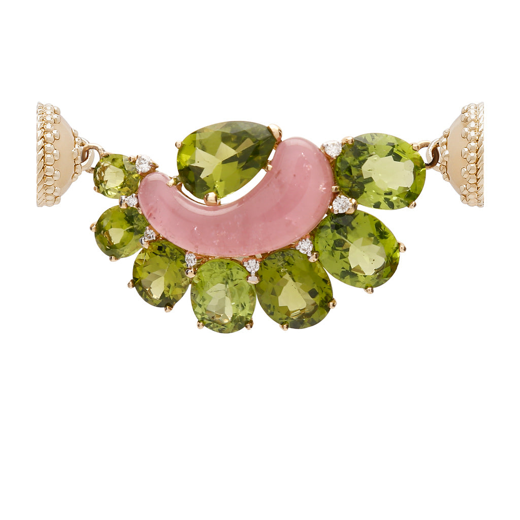 18K Peridot, Diamond, & Pink Tourmaline Centerpiece