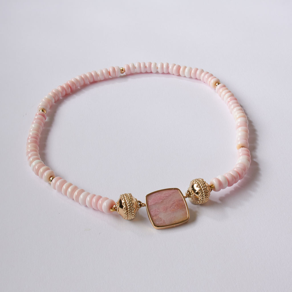 Peppercorn Pink Shell Rondelle Necklace