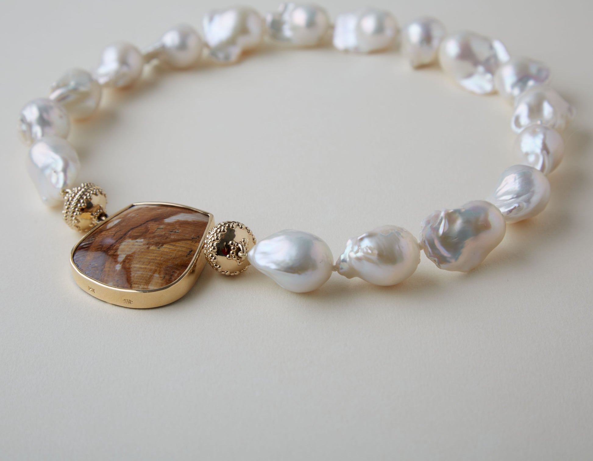 Wood Opalite Large Rounded Shield Centerpiece