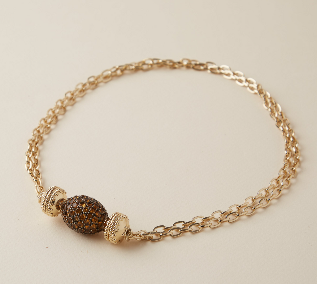 Citrine Pave Oval Centerpiece