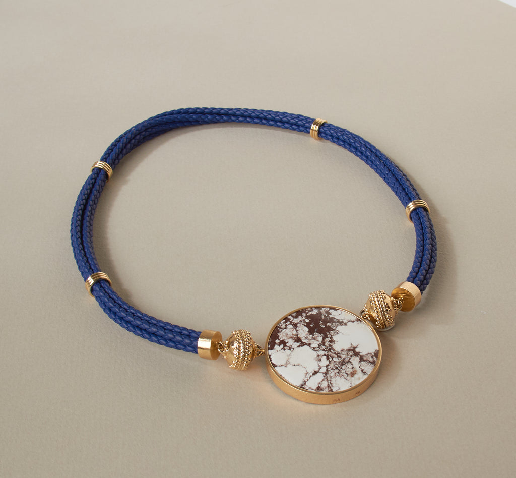 Aspen Braided Leather Navy Necklace