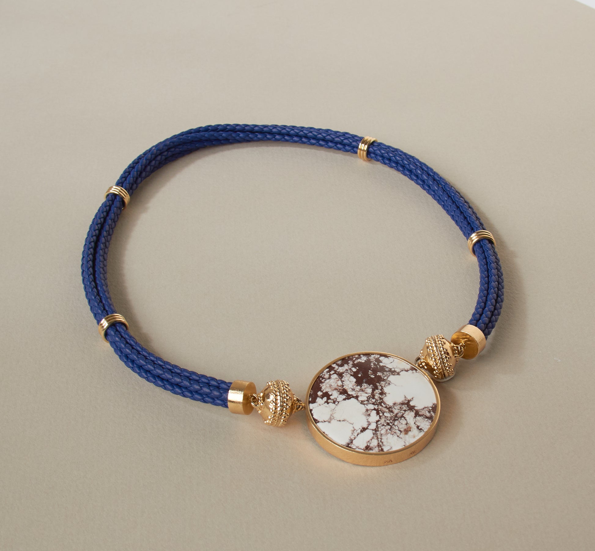 Aspen Braided Leather Navy Necklace
