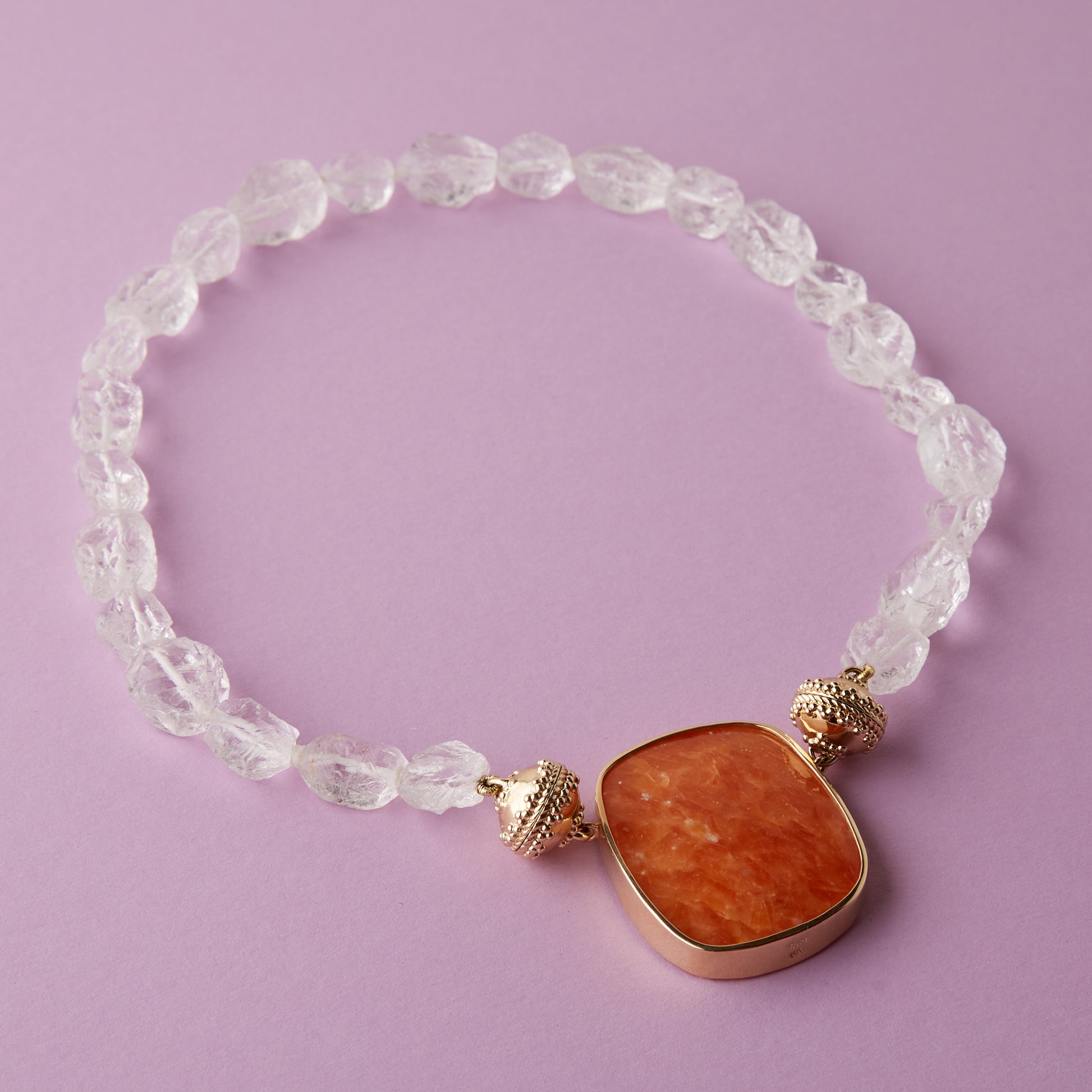 14K Small Orange Calcite Flat Oblong Centerpiece