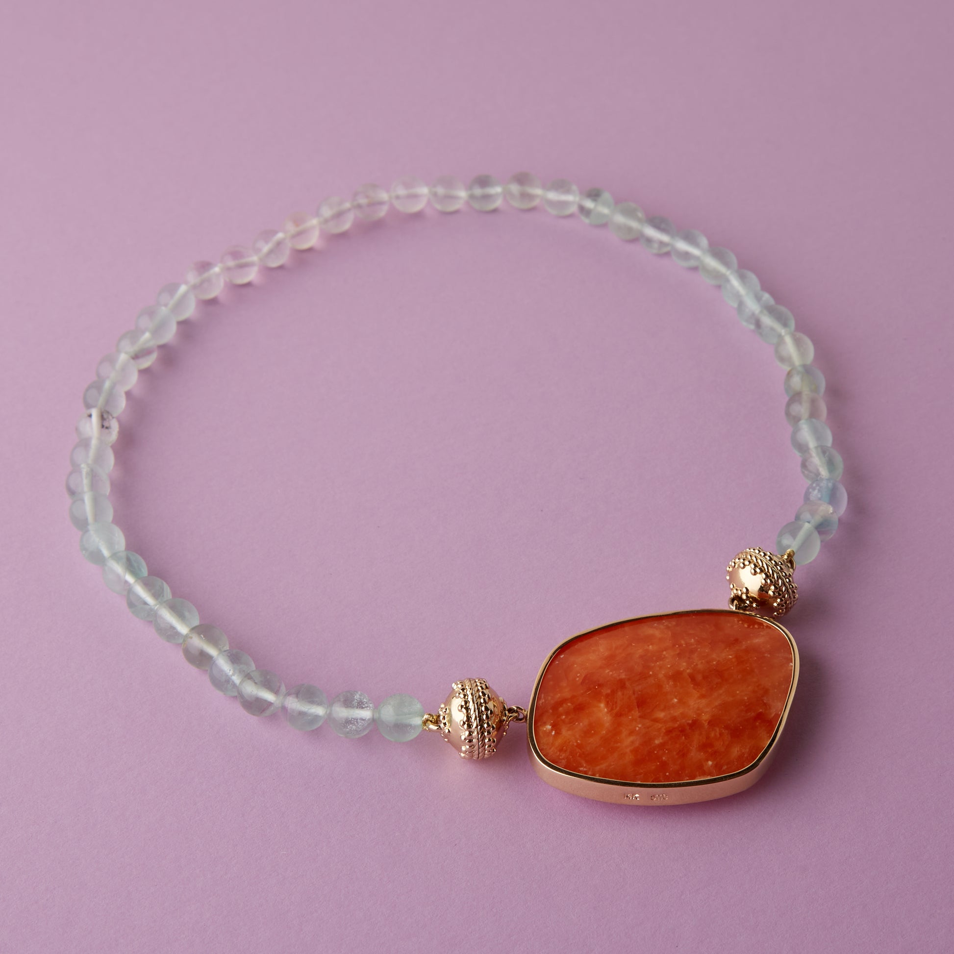 Large Irregular Orange Calcite Flat Centerpiece