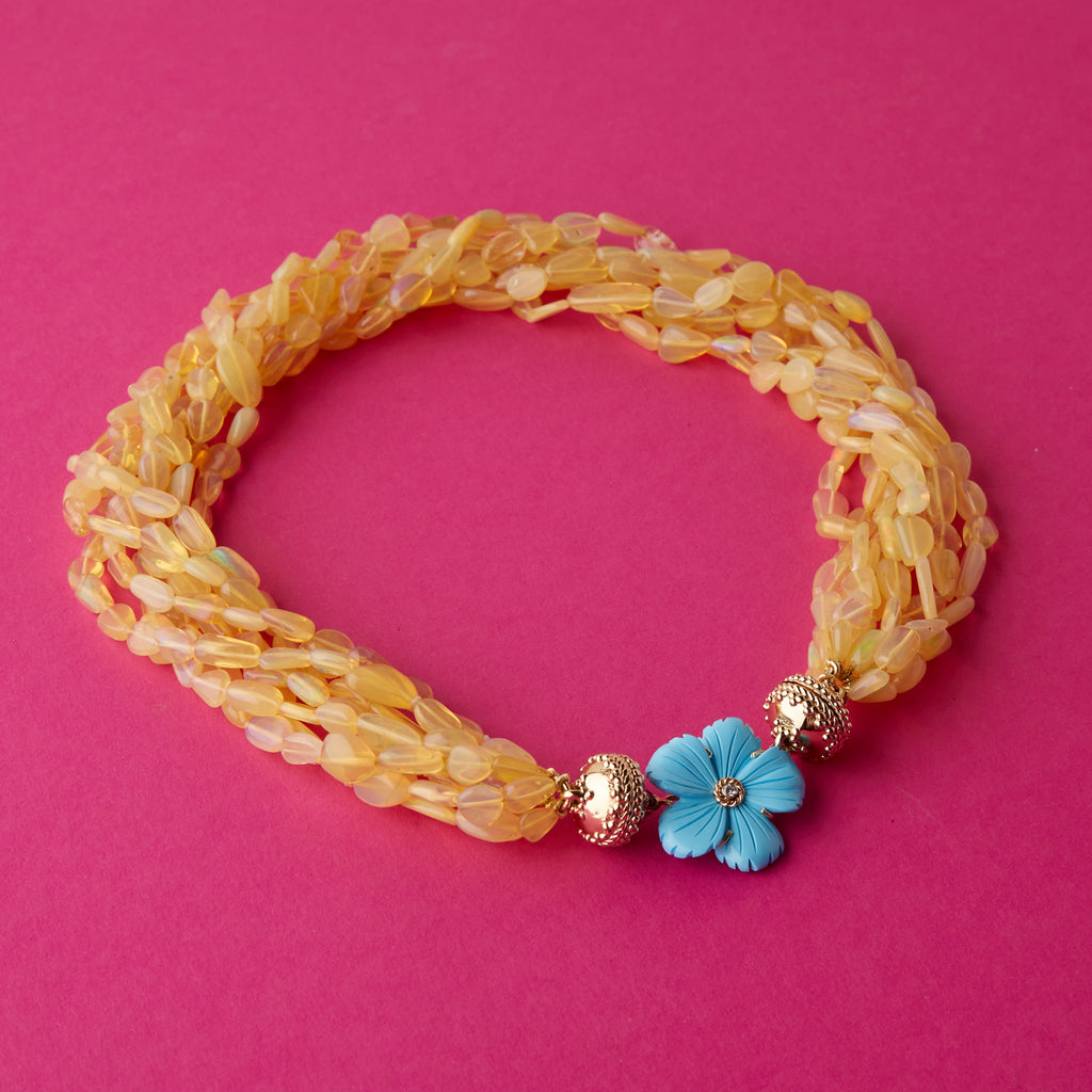 Turquoise Carved Wildflower with Diamond Accent Centerpiece