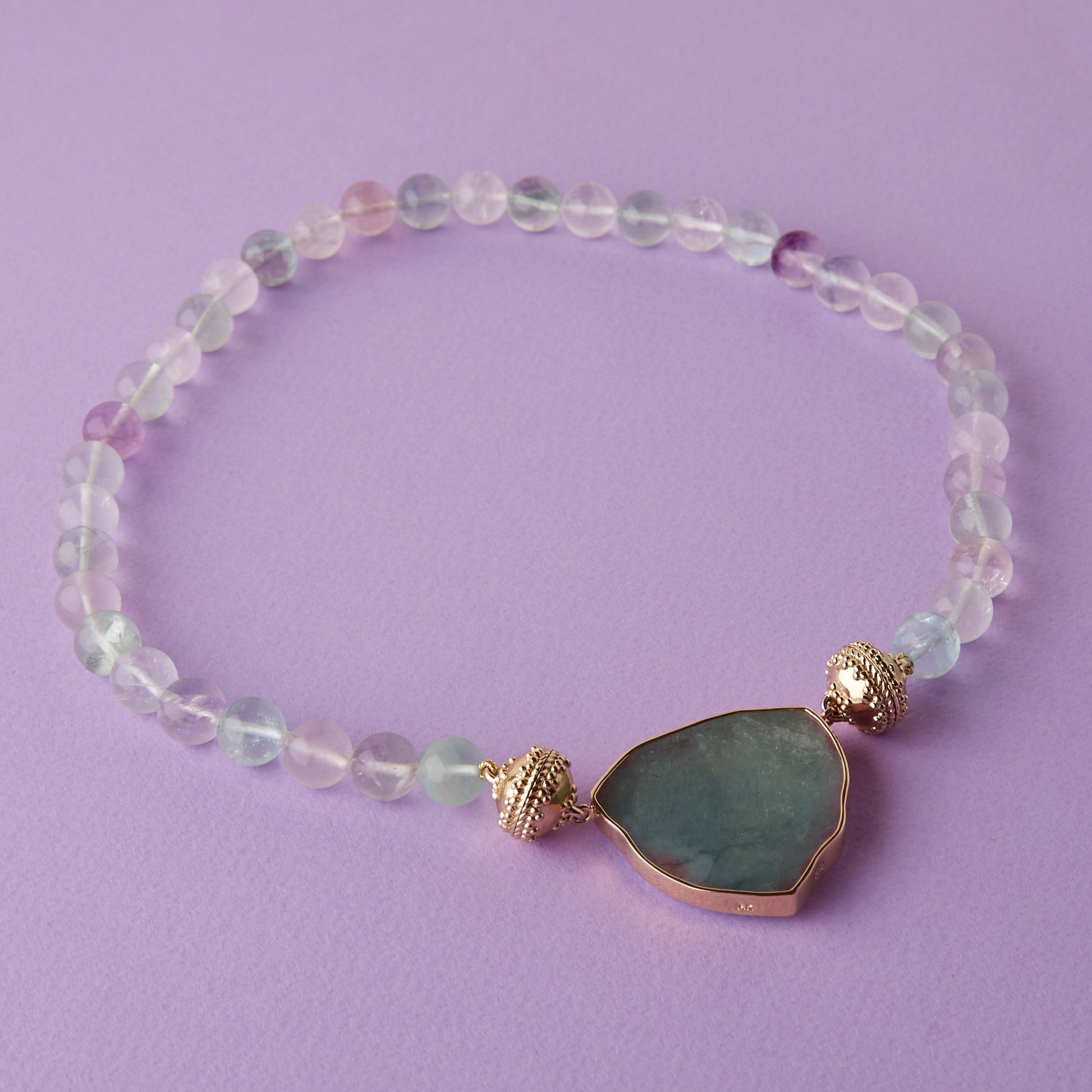 14K Green Tourmaline Slice Centerpiece