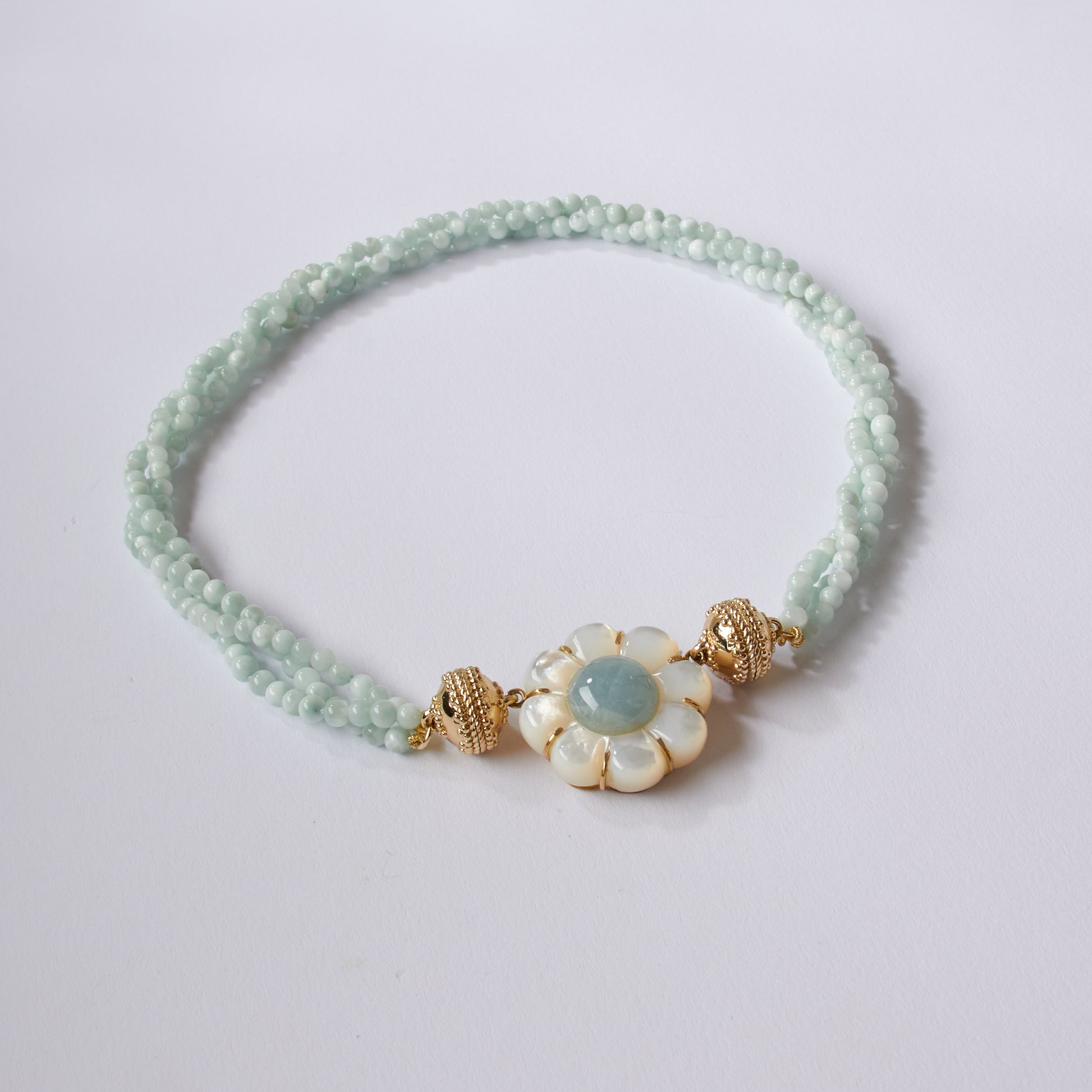 Victoire Multi strand 4mm Green Angelite Necklace