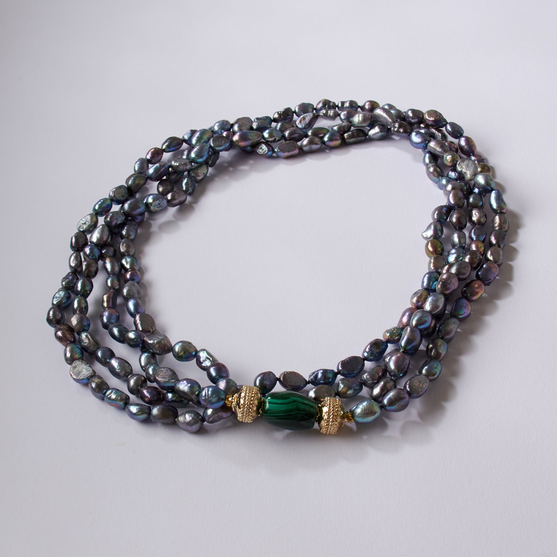 Peacock Pearl Double Strand Opera Length Necklace
