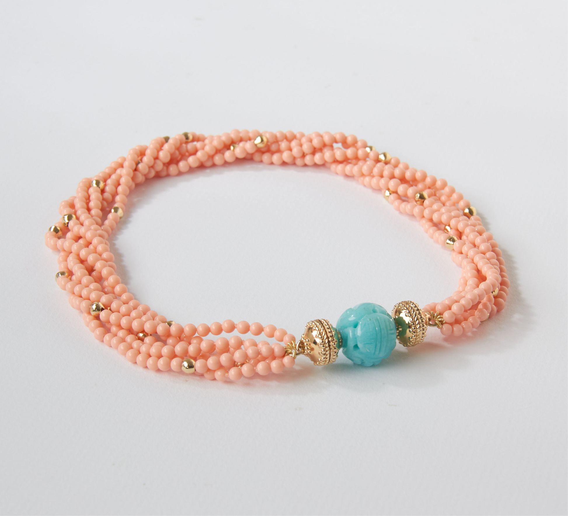 Peppercorn Reconstituted Peach Coral Multi-Strand Necklace