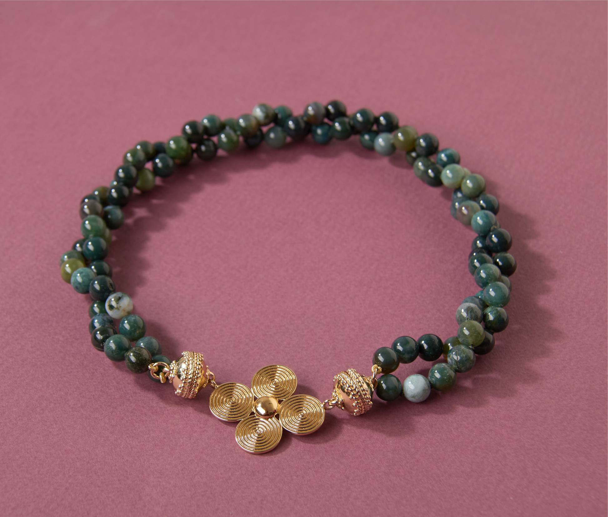 Victoire 8mm Moss Agate Double-Strand Necklace