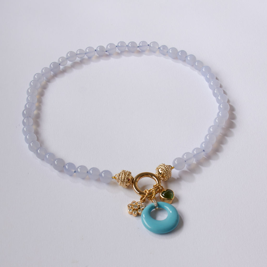 18K Turquoise Diamond Deco Charm