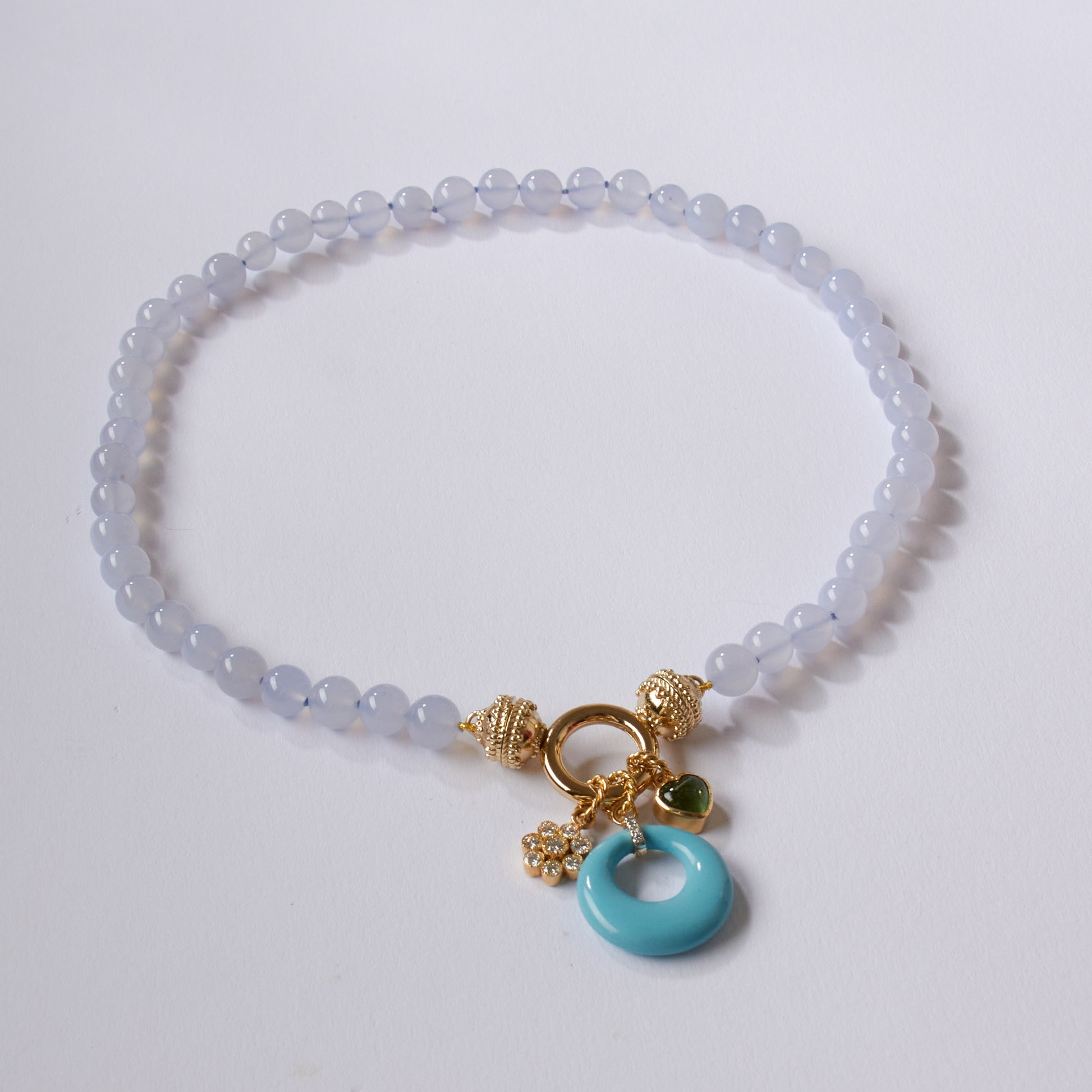 18K Turquoise Diamond Deco Charm