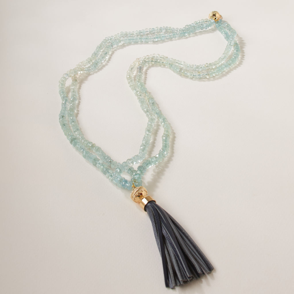Aquamarine Rondelle Multi-Strand Necklace