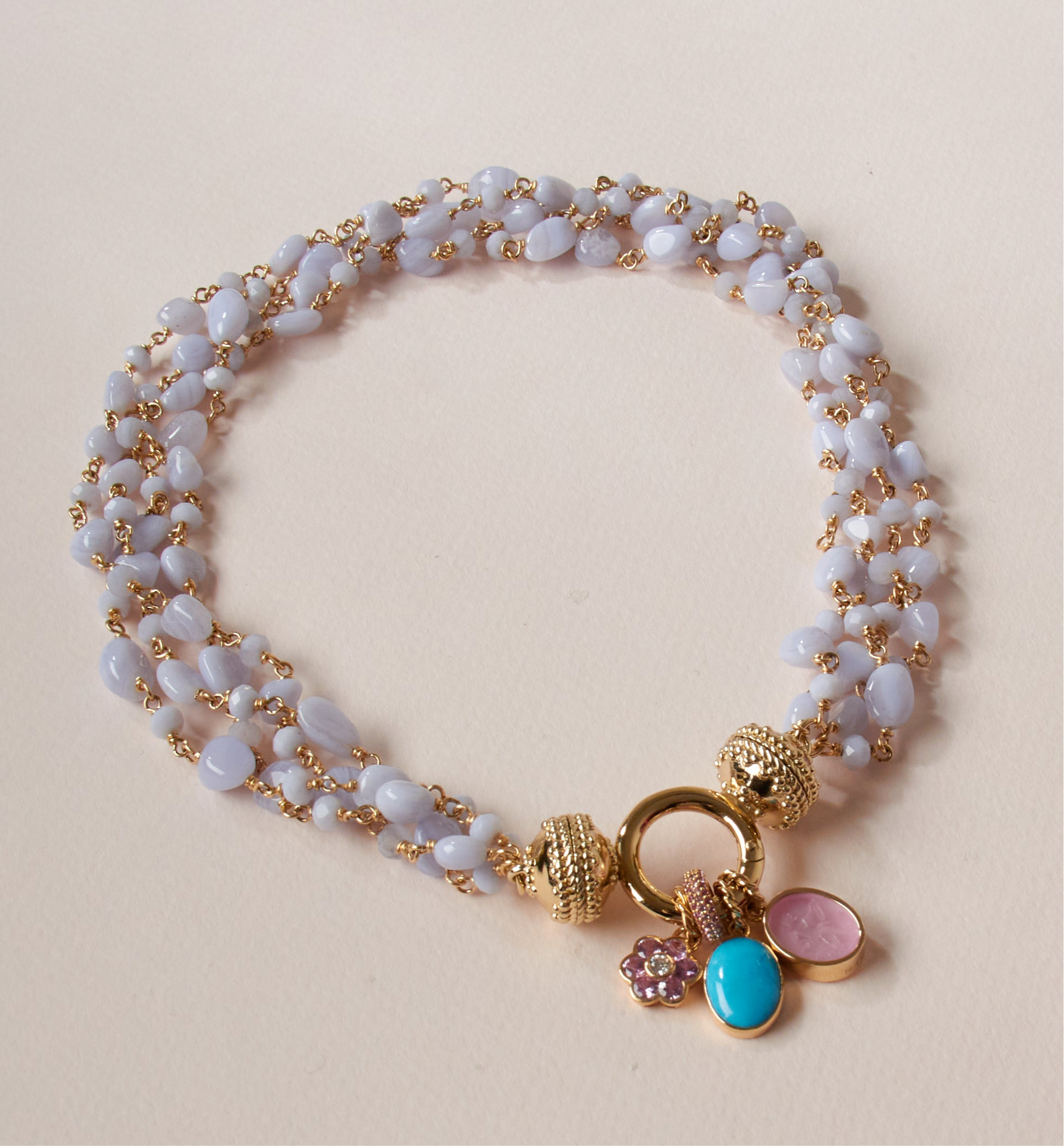 Caspian Tumbled Blue Lace Agate Multi-Strand Necklace