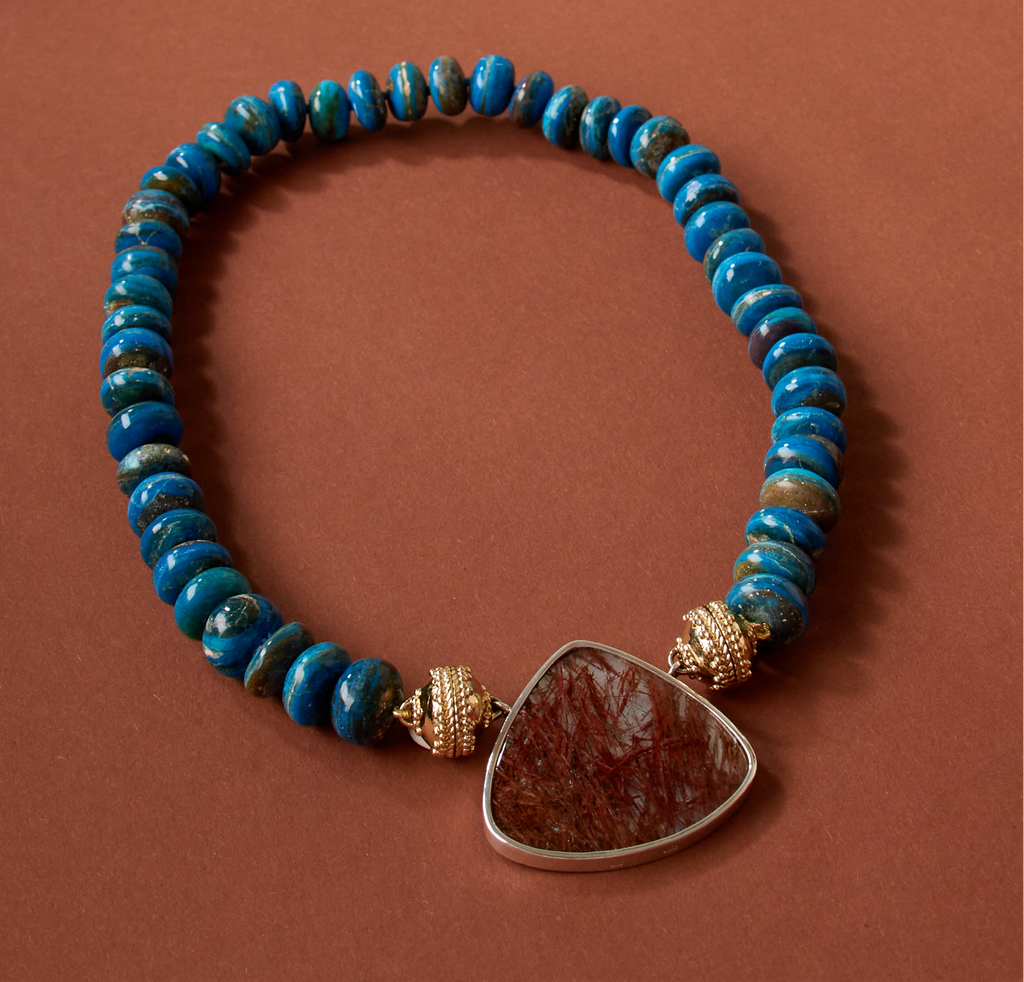 Blue Opaline 14mm Rondelle Necklace