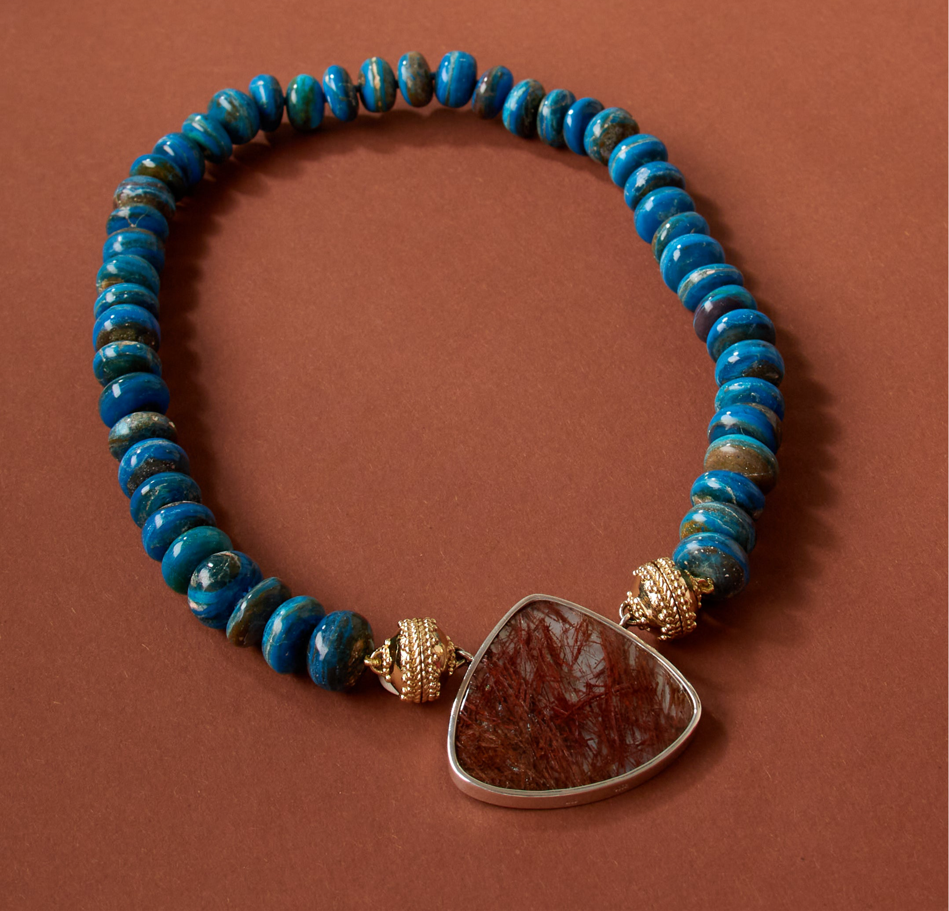 Blue Opaline 14mm Rondelle Necklace