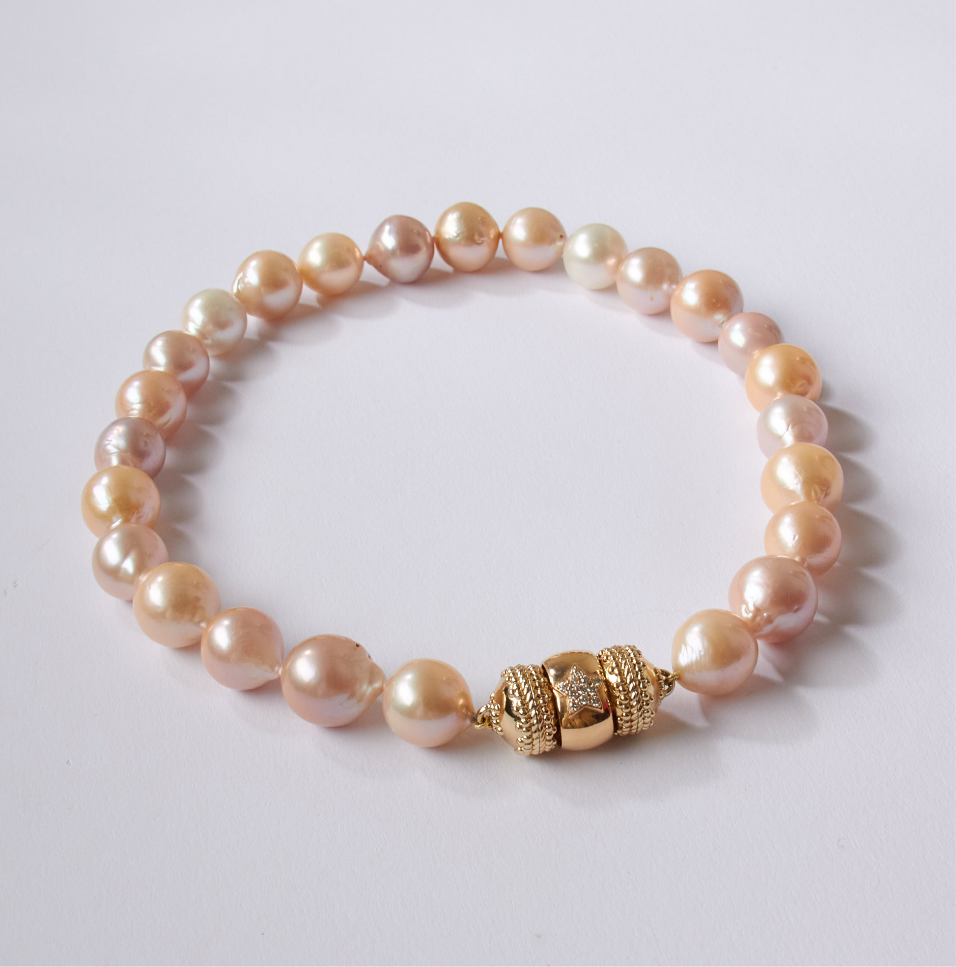 Peach Round Pearl Necklace