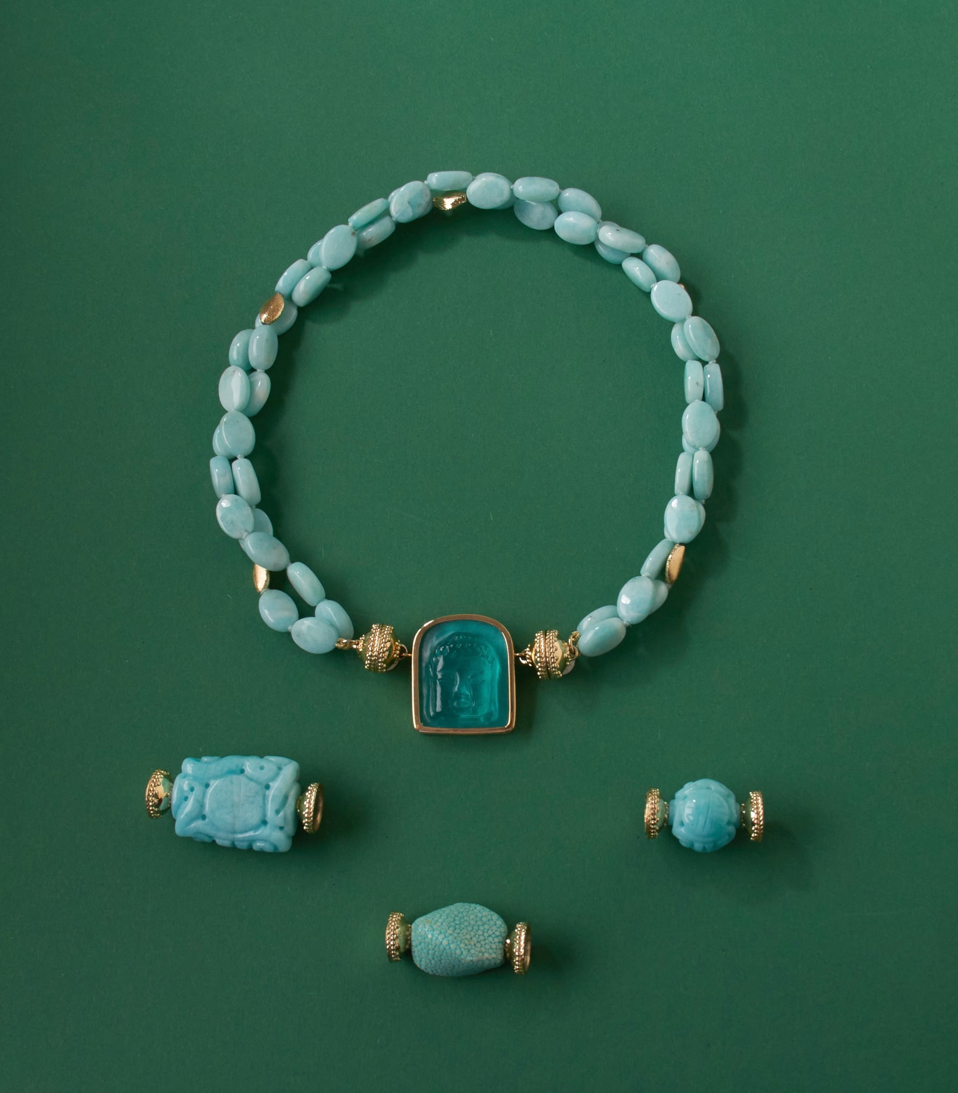Classic Buddha Paraiba Chiara Glass Centerpiece