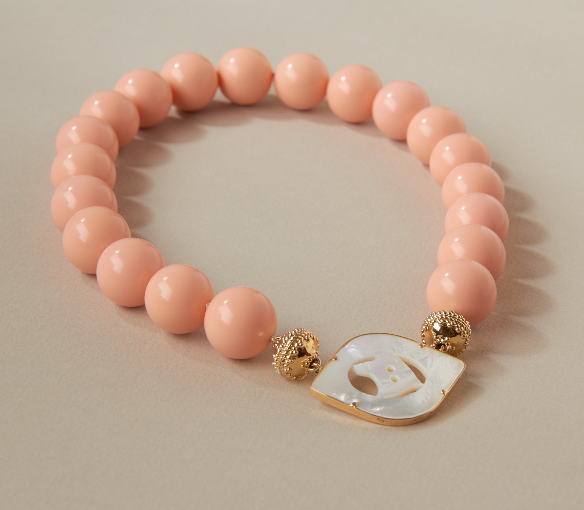 Victoire 20mm Reconstituted Peach Coral Necklace