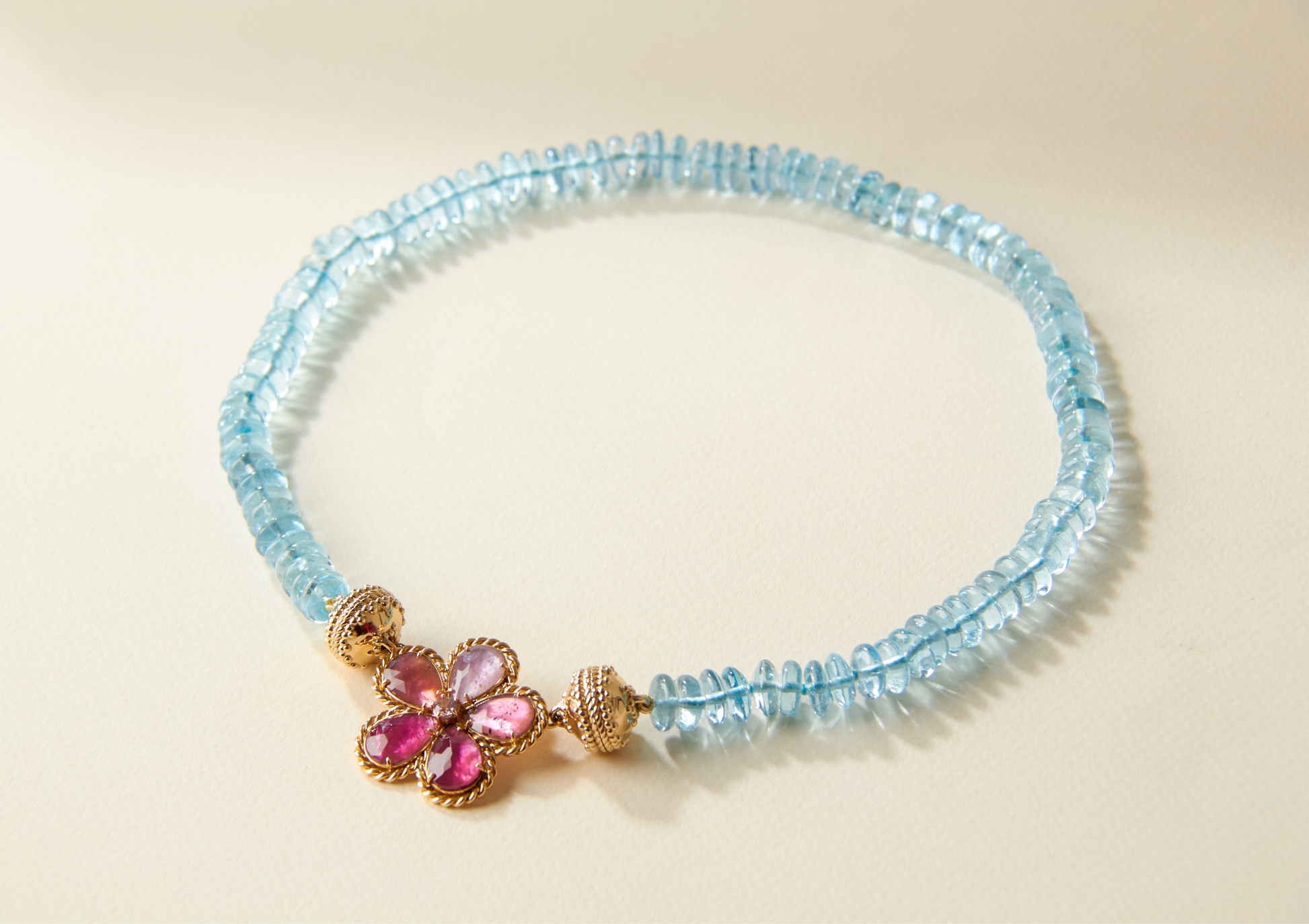 Blue Topaz 9mm Rondelle Necklace