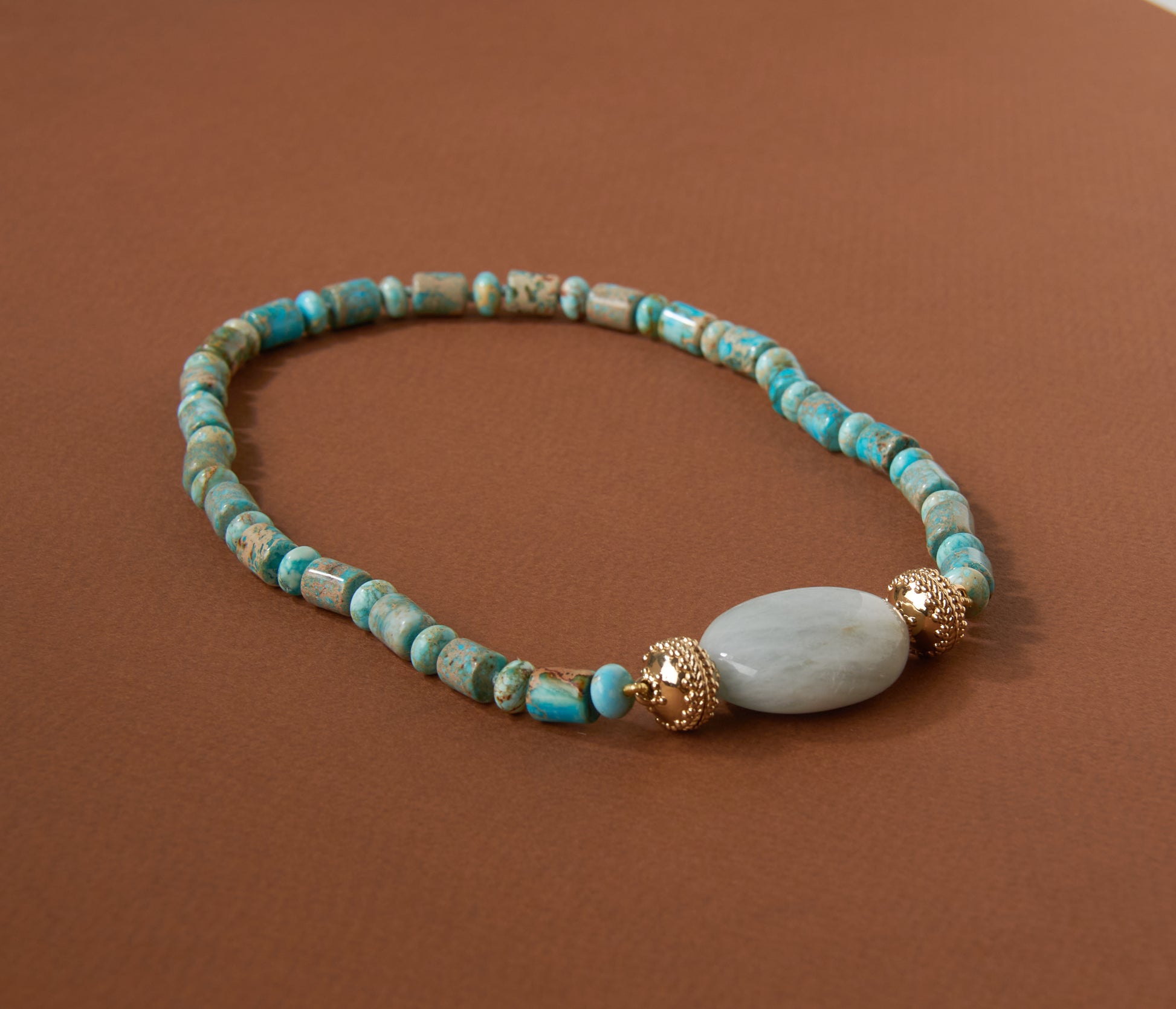 Imperial Jasper Barrel Rondelle Necklace